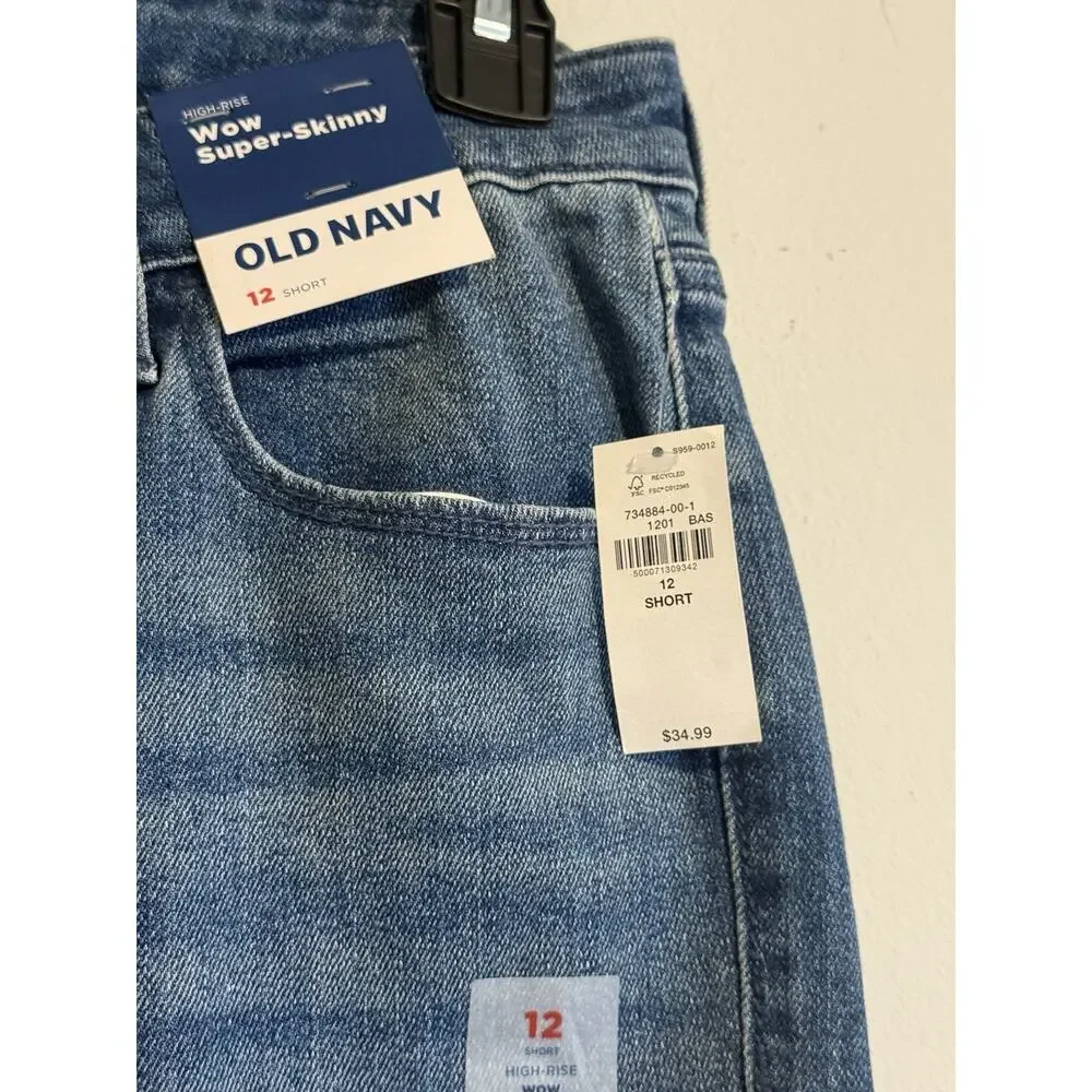 Old Navy WOW Super Skinny High Rise Jeans Women’s 12 Short Medium Wash NWT - Picture 4 of 6